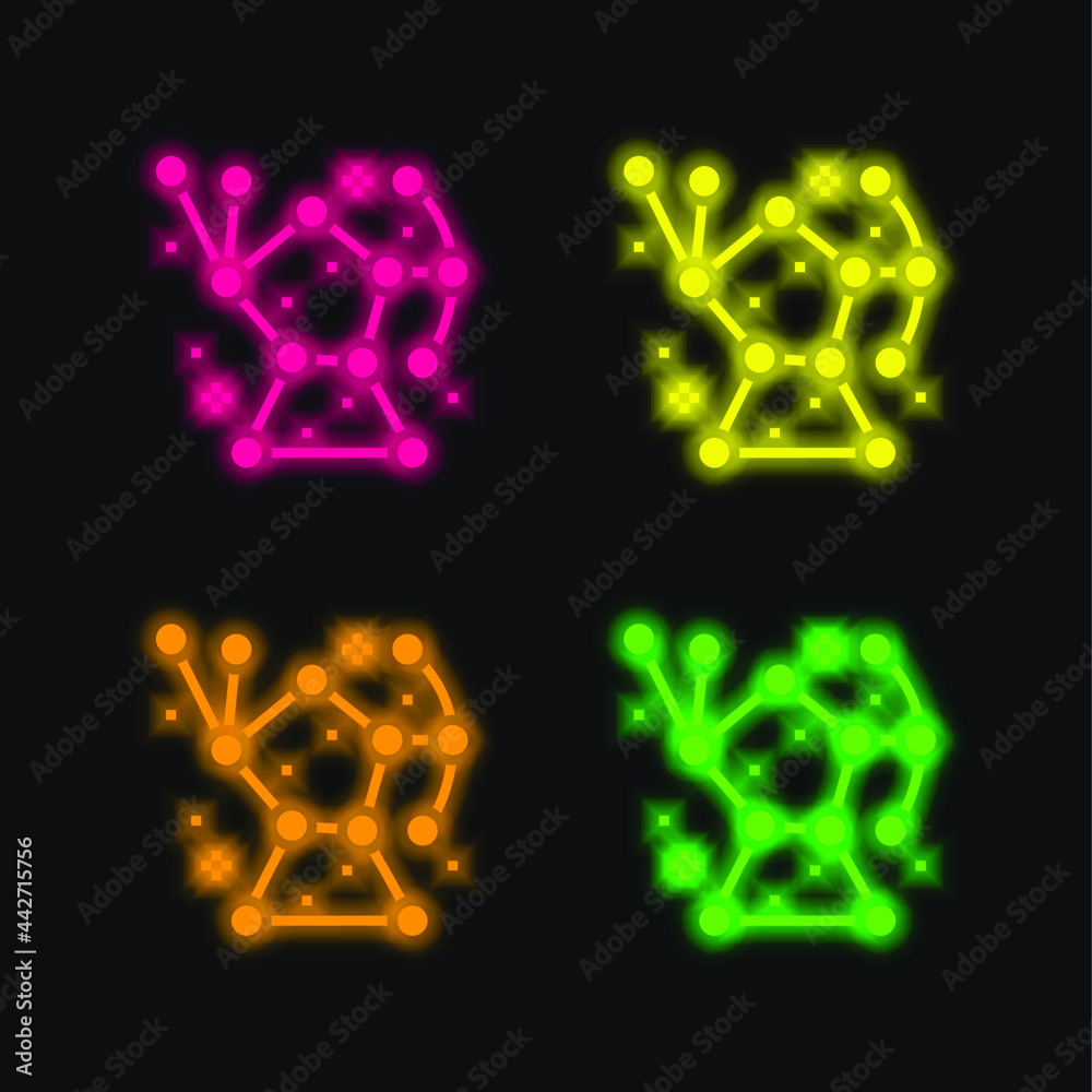 Fototapeta premium Astronomy four color glowing neon vector icon