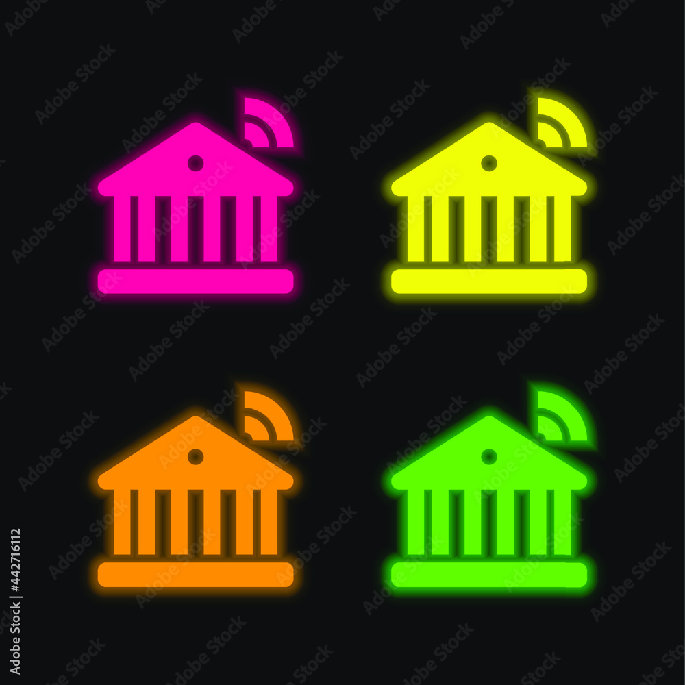 Banking four color glowing neon vector icon