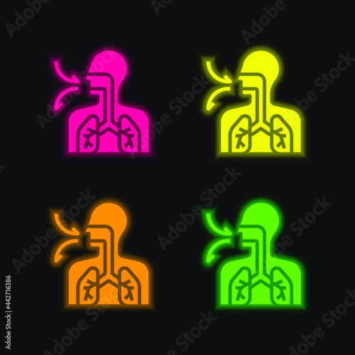 Breath four color glowing neon vector icon