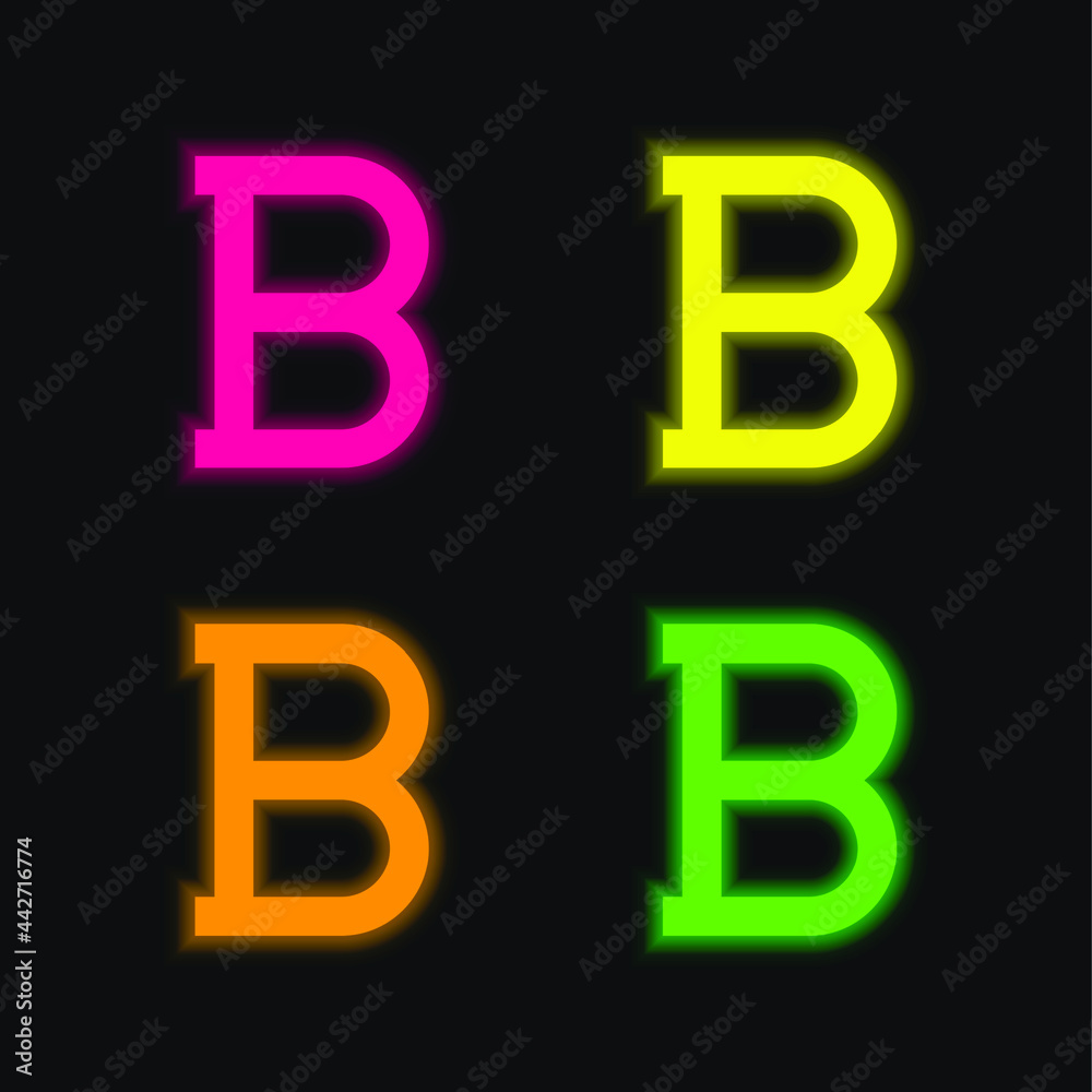 Obraz premium Bold four color glowing neon vector icon