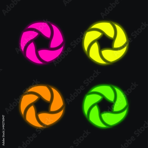 Bread Bagels four color glowing neon vector icon