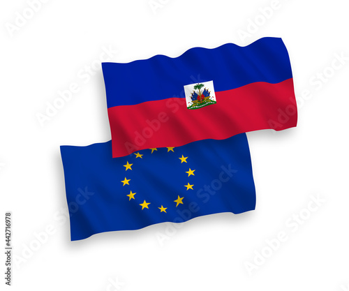 Flags of European Union and Republic of Haiti on a white background