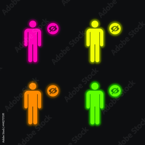 Blind four color glowing neon vector icon