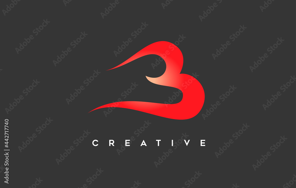 Fototapeta premium Curved Creative Letter B Logo Design with Swoosh Style Design and Orange Color on Black Background