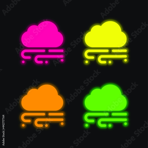 Blizzard four color glowing neon vector icon