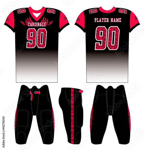 American Football jersey design with an elegant edgy and wild look. Football gear template mockup perfect fit for all sports. The designs that go on casual wear, shirts, fashions apparels, and all kin