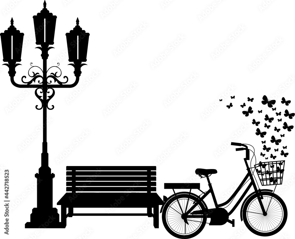 street lamp and bicycle