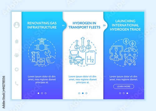 Green energy promotion onboarding vector template. Responsive mobile website with icons. Web page walkthrough 3 step screens. Launching international H2 trade color concept with linear illustrations