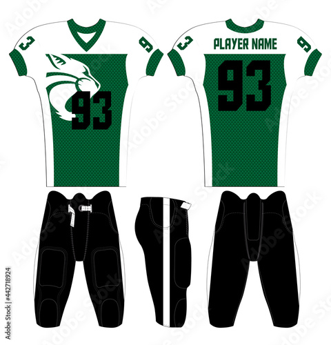 American Football jersey design with an elegant edgy and wild look. Football gear template mockup perfect fit for all sports. The designs that go on casual wear, shirts, fashions apparels, and all kin