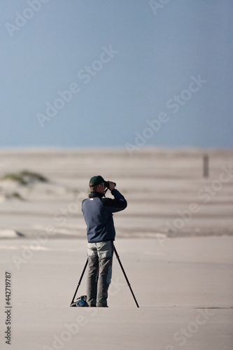 Vogelaar op strand, Birder at beach photo