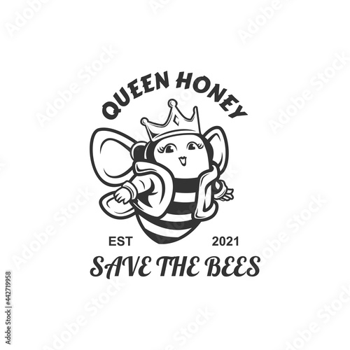 queen honey logo mascot. save the queen