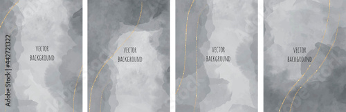 Set of vector watercolour universal backgrounds with glitter and copy space for text