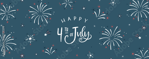 Fun hand drawn firework design in red, blue white colors, party background, great for Independence day, fabrics, banners, wallpapers, wrapping - vector design