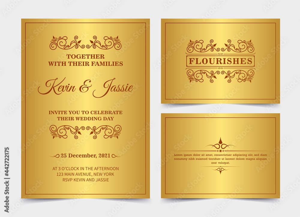 collection Invitation card vector design vintage style