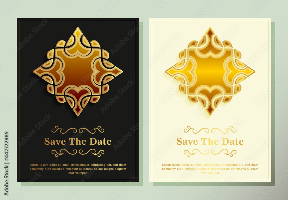 Luxury save the date with ornament logo