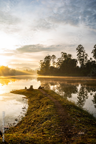 sunset over the river