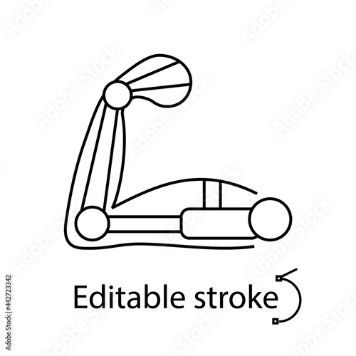 Muscular arm with exoskeleton outline icon. Cyberpunk idea. High tech technology. Future with robot technology