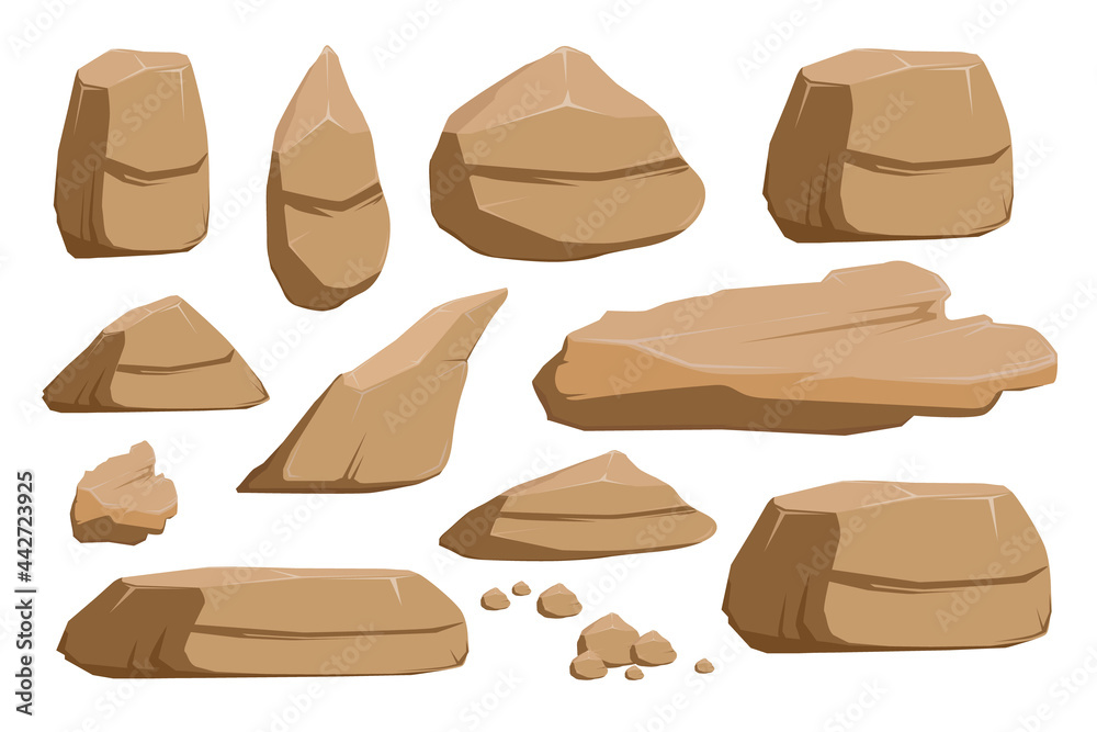 rock isolated on white background. Vector illustration.