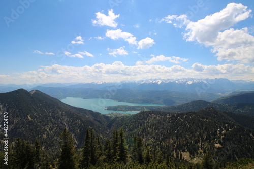 Bergpanorama mit See im Sommer