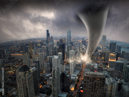Tornado in einer Großstadt
