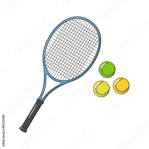 tennis racket and ball sport icon isolated and flat design vector illustration © Khairuman