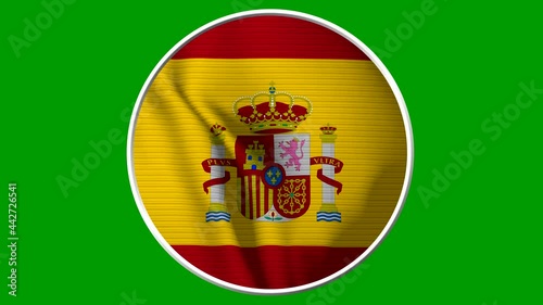 Spain Circular Flag Loop - Realistic 4K flag waving in the wind. Seamless loop with highly detailed fabric texture. Loop ready in 4k resolution