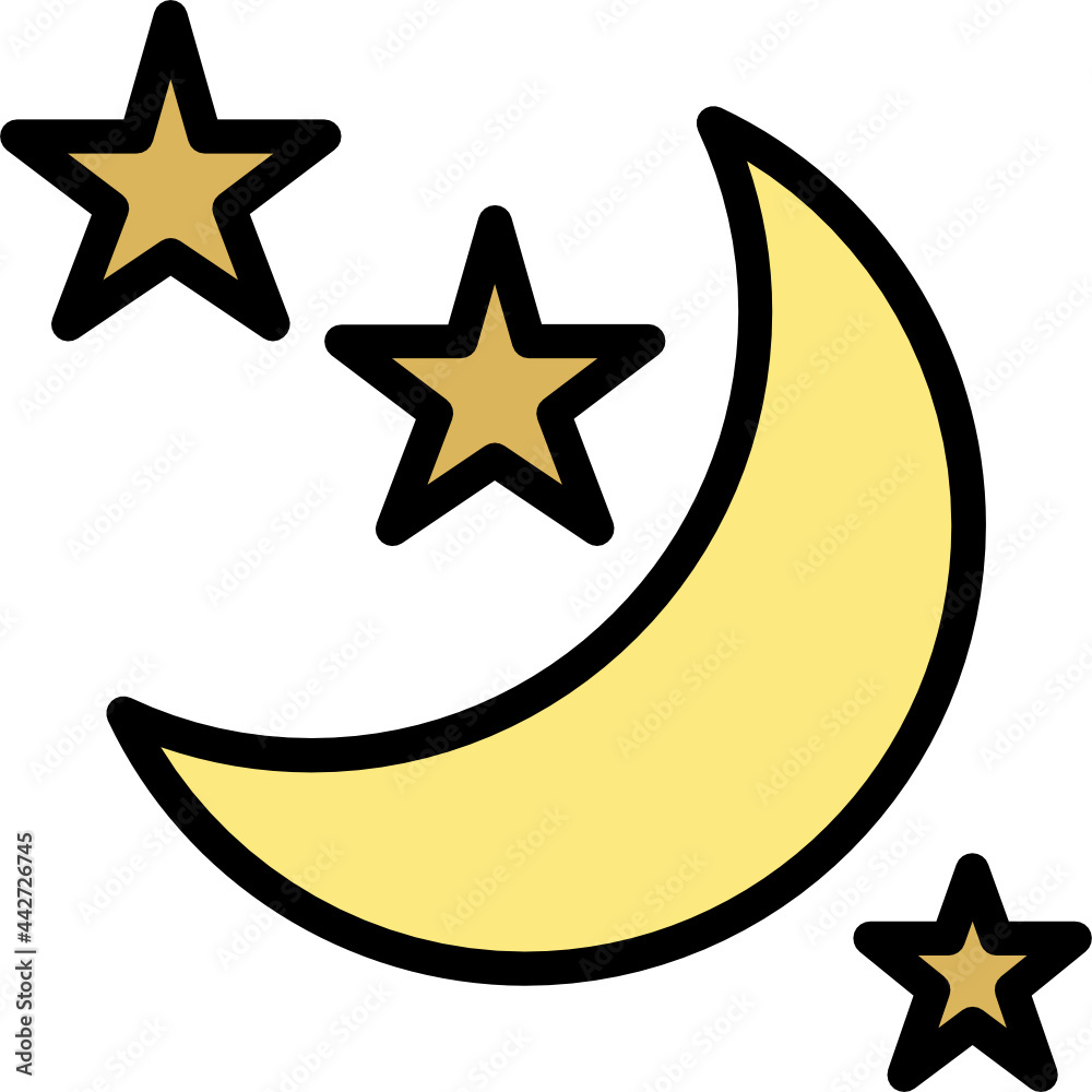 crescent moon color outline icon crescent moon color outline icon