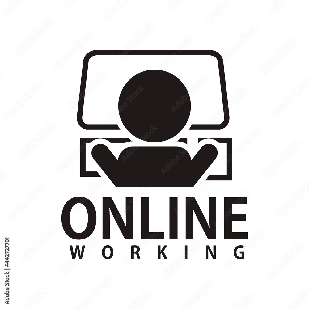 home online working icon logo vector home online working icon logo vector