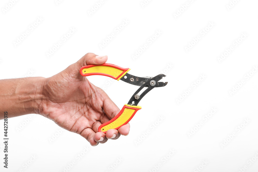 electric wire cutter holding in hand electric wire cutter holding in hand