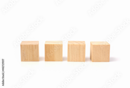 wooden geometric cube block, isolated