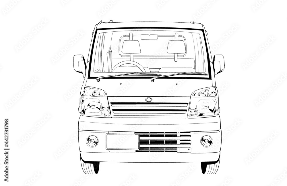 漫画風ペン画イラスト 車_軽トラック 漫画風ペン画イラスト 車_軽トラック