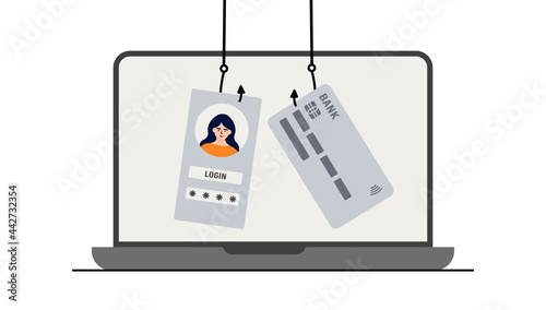 Hacker attack. Fraud with user data on social networks. Credit or debit card theft. Internet phishing, hacked username and password. Cybercrime and crime. A thief on a website online on the internet.
