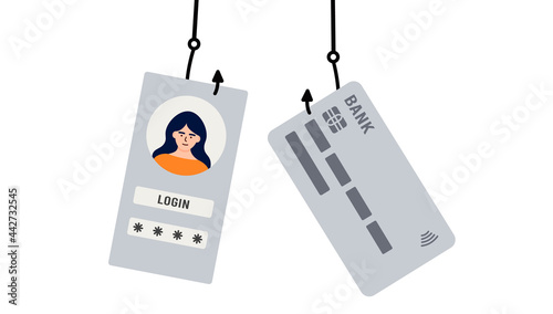 The criminal behind a laptop, computer. Hidden mining. Phishing notifications. Account hacking. A fraudster steals a bank card. Network security. Internet phishing, hacked username and password.
