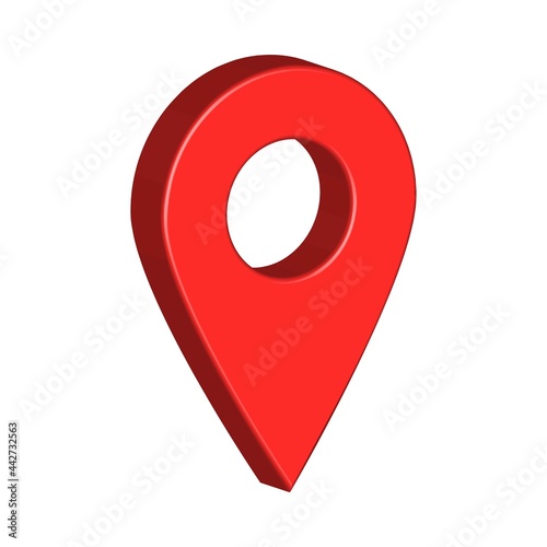 3D location pin design with red color. 3D location pin for map vector illustration. Landscape location pin in 3D style on a white background.