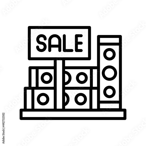 Bookshop Outline Vector Icon Design
