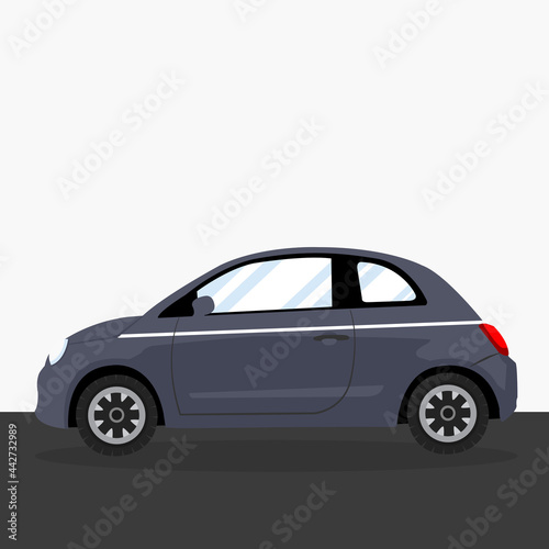 mini grey car cartoon flat vector illustration