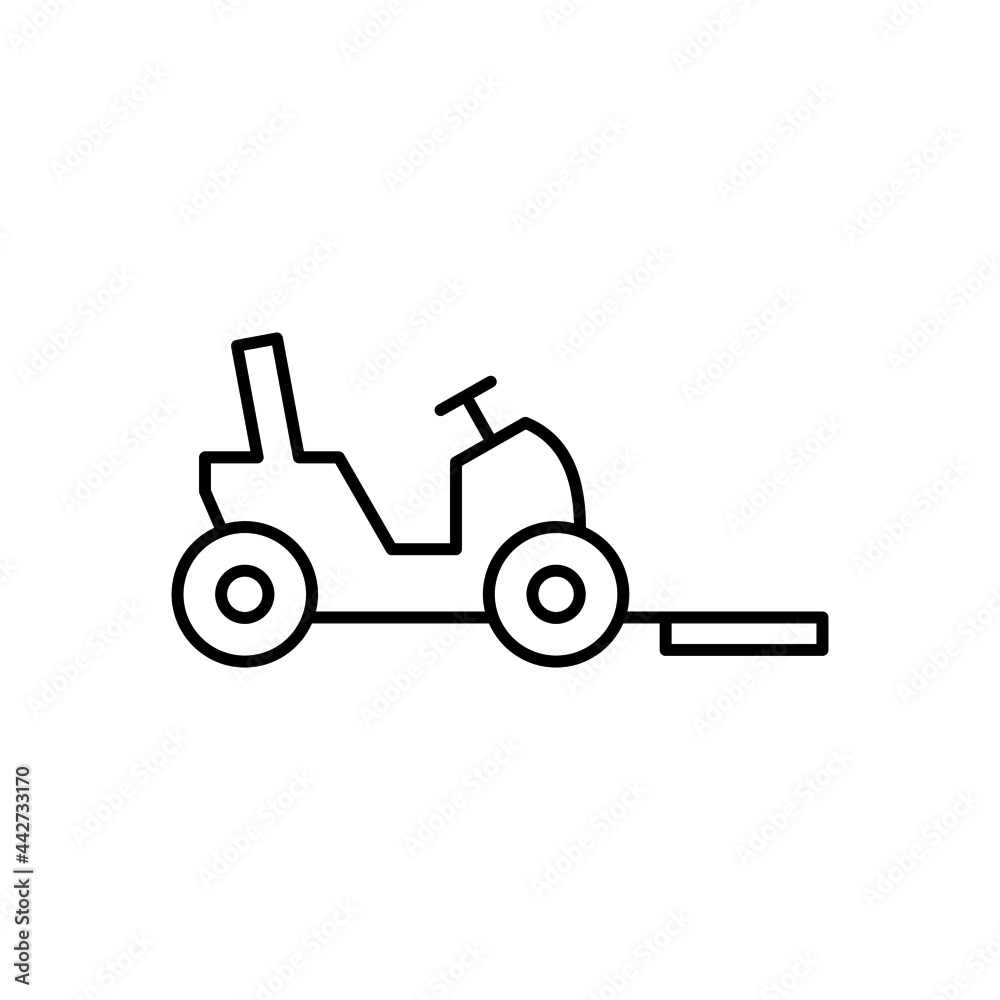 Riding Lawn mower icon in flat black line style, isolated on white background 