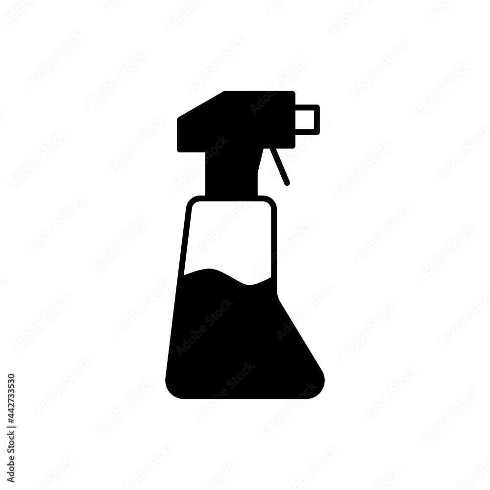 detergent cleaning spray icon in solid black flat shape glyph icon, isolated on white background 