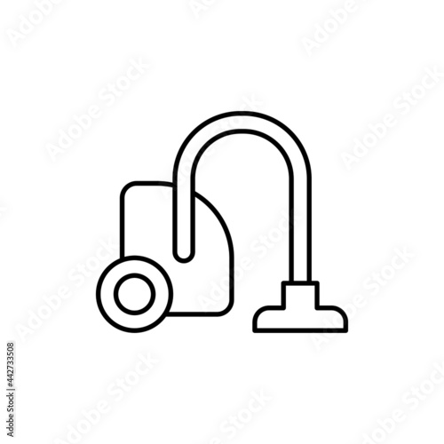 Professional Vacuum cleaner icon in flat black line style, isolated on white background 
