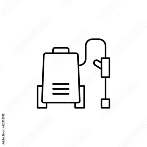 High pressure washer icon in flat black line style, isolated on white background 