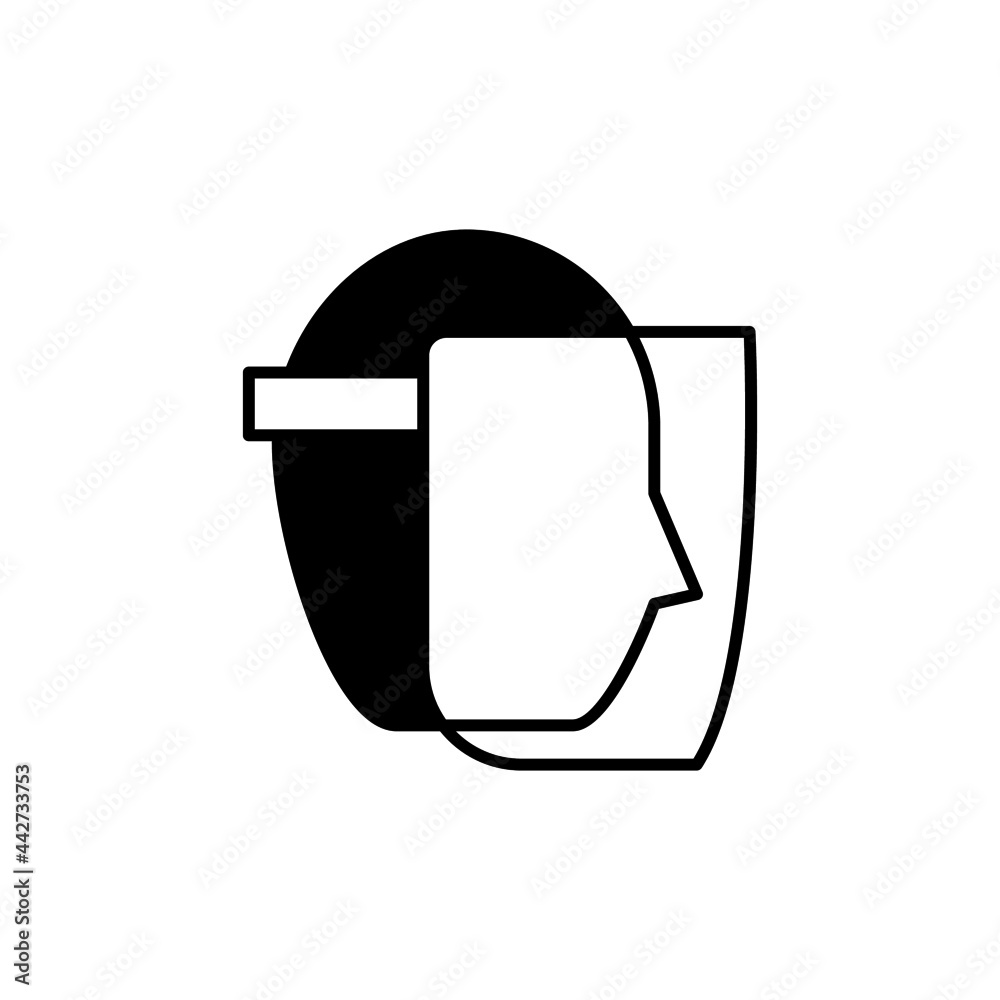 Face Shield icon in solid black flat shape glyph icon, isolated on white background Face Shield icon in solid black flat shape glyph icon, isolated on white background