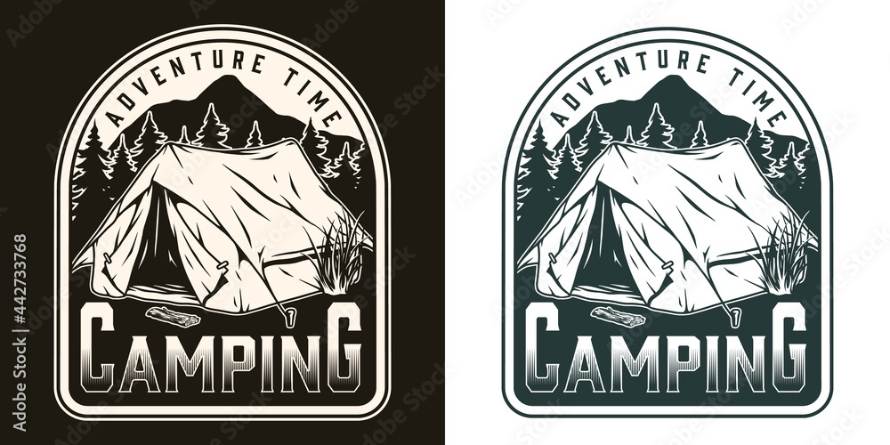 Fototapeta premium Camping monochrome vintage logo