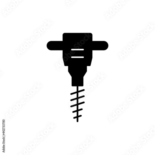 Borer earth icon in solid black flat shape glyph icon, isolated on white background 