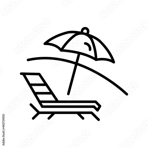 Deck Chair Outline Vector Icon Design