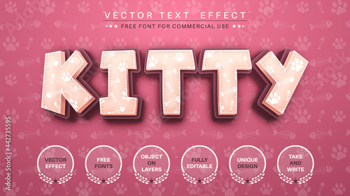 3D kitty - edit text effect, font style