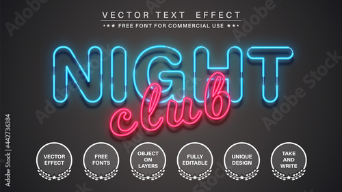 Night club - edit text effect, font style