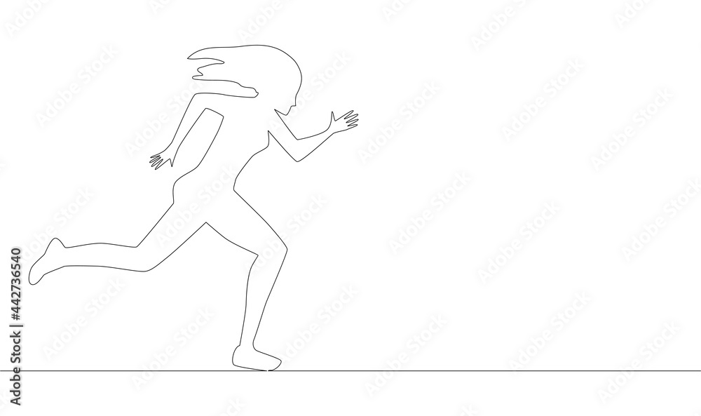 one line drawing of athlete running fast