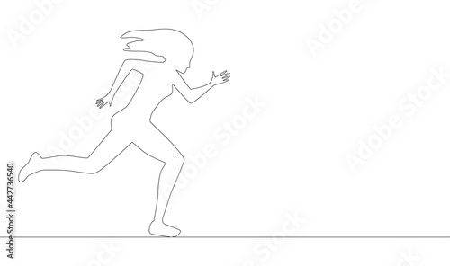 one line drawing of athlete running fast © MichiruKayo