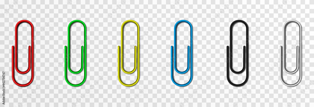 Set of vector paper clips on isolated transparent background. Attached paper clip. Metal paper clip png. Set of vector paper clips on isolated transparent background. Attached paper clip. Metal paper clip png.