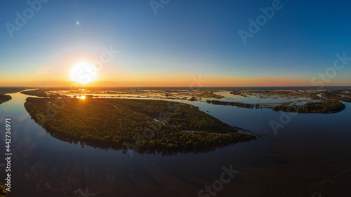 Aerial drone view of river ...